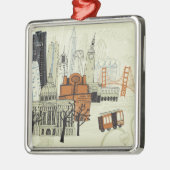 Doodle San Francisco Scene Metalen Ornament (Links)