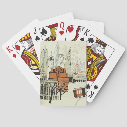 Doodle San Francisco Scene Pokerkaarten (Achterkant)