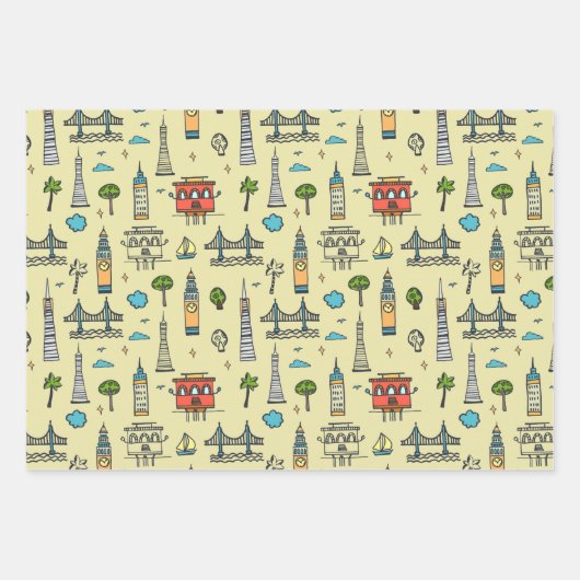Doodle San Francisco Wrapping Paper Set van 3 (Voorkant 2)