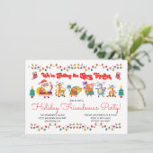 Doodle Santa's Helpers Kantoor Friendsmas Party Kaart (Staand voorkant)