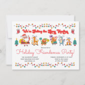 Doodle Santa's Helpers Kantoor Friendsmas Party Kaart (Voorkant)