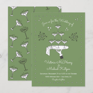 Doodle schets Funky Champagne bruiloft Kaart