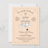 Doodle schets Funky Champagne bruiloft Kaart (Voorkant)