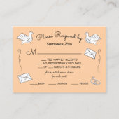 Doodle Schets Funky liefde vogels trouwringen RSVP Visitekaartje (Voorkant)