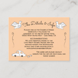 Doodle Schets Funky vogels Bruiloft Details Info Visitekaartje