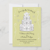 Doodle schets Funky Wedding Cake Kaart (Voorkant)