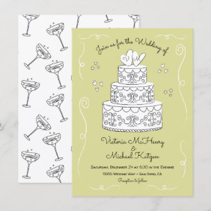 Doodle schets Funky Wedding Cake Kaart
