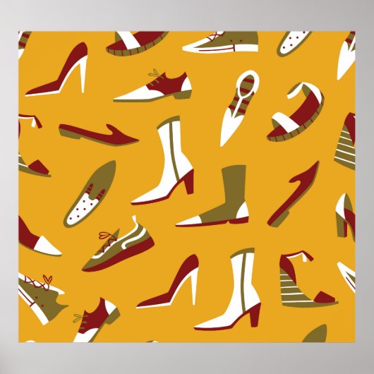 Doodle Schoenen: Hand getekend naadloos. Poster (Voorkant)