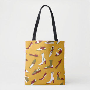 Doodle Schoenen: Hand getekend naadloos. Tote Bag