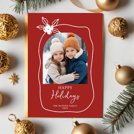 Doodle Scribble Kerstmis 4 Foto Hand Getekend Feestdagenkaart