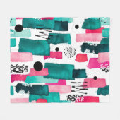 Doodle Seamless Pattern van Waterverf Roze en Gre Fleece Deken (Voorkant (Horizontaal))