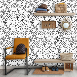 Doodle Shapes zwart Behang