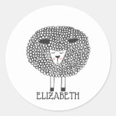 Doodle Sheep Persoonlijk Ronde Sticker (Voorkant)