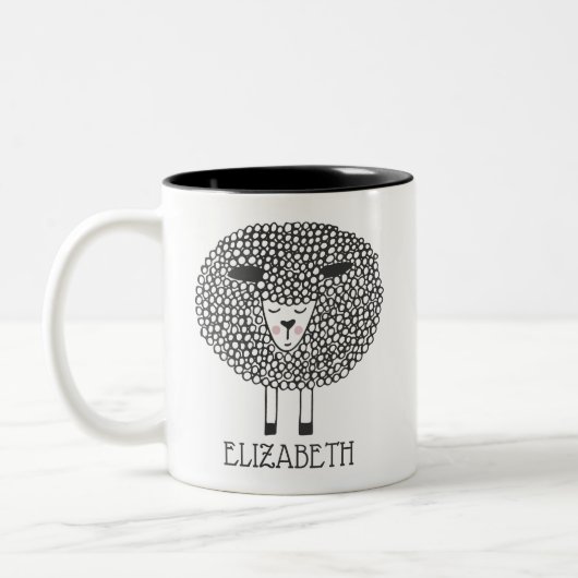 Doodle Sheep Persoonlijk Tweekleurige Koffiemok (Links)