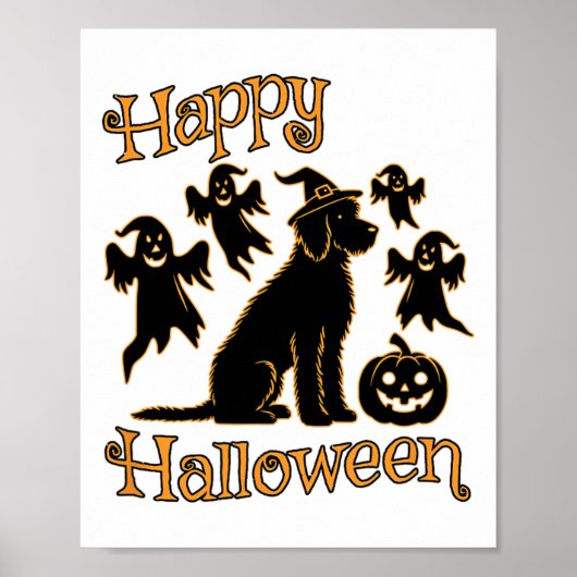 Doodle Silhouette Happy Halloween Poster (Voorkant)