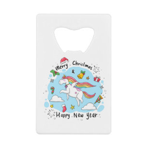 Doodle Sketch Cartoon Unicorn Horse Kinder Creditkaart Flessenopener