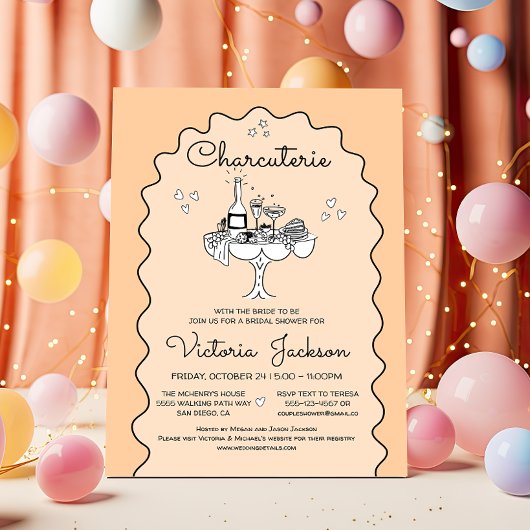 Doodle Sketch Charcuterie Board Vrijgezellenfeest Kaart