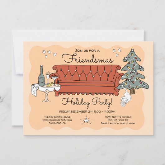 Doodle Sketch Friendsmas Feestdag Kaart (Voorkant)