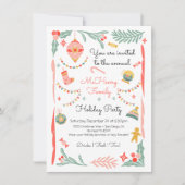 Doodle Sketch Funky Kerst Vakantie Party Kaart (Voorkant)