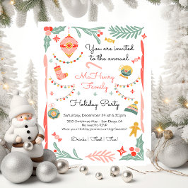 Doodle Sketch Funky Kerst Vakantie Party Kaart