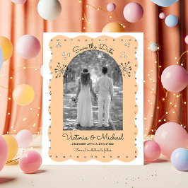 Doodle Sketch Funky Save the Date Arch Kaart