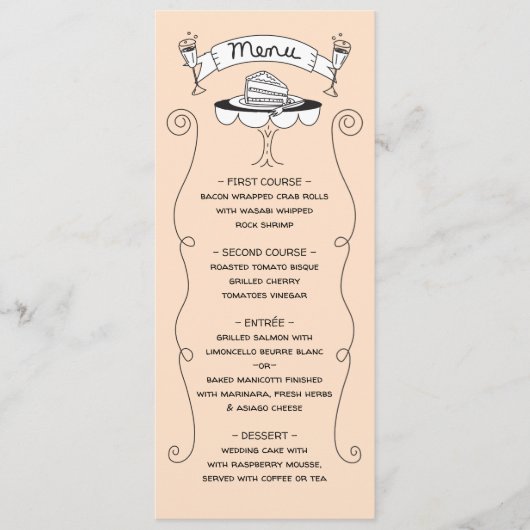 Doodle Sketch Funky Wedding Menu (Voorkant)