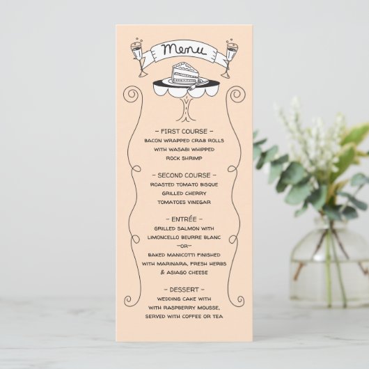 Doodle Sketch Funky Wedding Menu (Staand voorkant)
