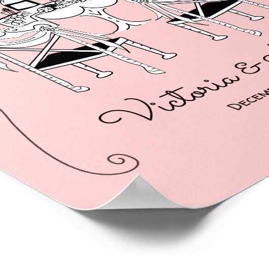 Doodle Sketch Tafelstoelen Funky Repetitie Diner Poster (Hoek)