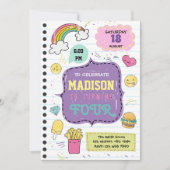 Doodle sleepover party uitnodiging (Voorkant)