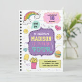 Doodle sleepover party uitnodiging (Staand voorkant)