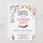 Doodle slumparty verjaardagsuitnodiging kaart (Voorkant)