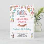 Doodle slumparty verjaardagsuitnodiging kaart (Staand voorkant)