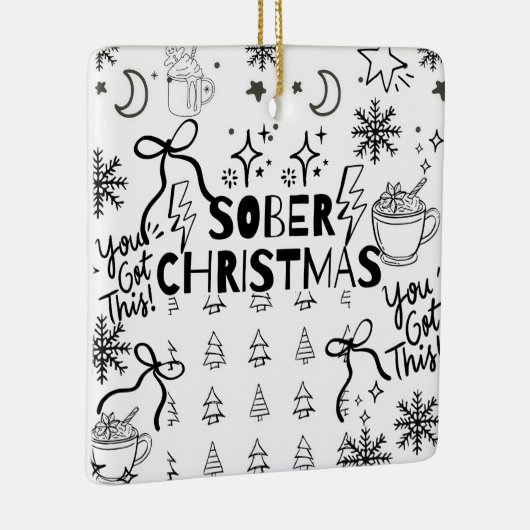 Doodle Sober Kerstmis Keramisch Ornament (Rechts)