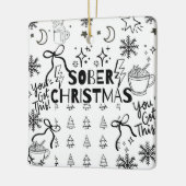 Doodle Sober Kerstmis Keramisch Ornament (Links)