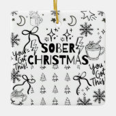 Doodle Sober Kerstmis Keramisch Ornament (Voorkant)
