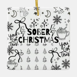 Doodle Sober Kerstmis Keramisch Ornament
