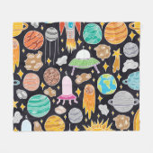 Doodle Space: Handgetekende kosmos. Fleece Deken (Voorkant (Horizontaal))