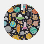 Doodle Space: Handgetekende kosmos. Glas Ornament (Achterkant)