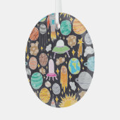 Doodle Space: Handgetekende kosmos. Glas Ornament (Voorkant links)
