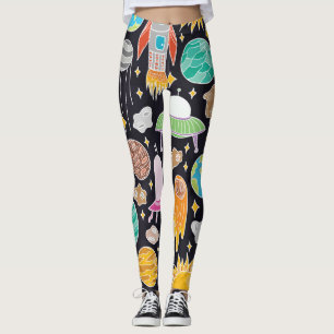Doodle Space: Handgetekende kosmos. Leggings