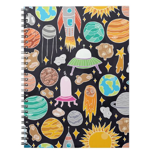 Doodle Space: Handgetekende kosmos. Notitieboek (Voorkant)