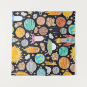 Doodle Space: Handgetekende kosmos. Wandkleed (Voorkant (horizontaal))