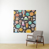 Doodle Space: Handgetekende kosmos. Wandkleed (In situ)