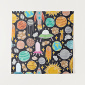 Doodle Space: Handgetekende kosmos. Wandkleed (Voorkant)