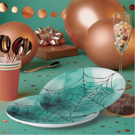 Doodle Spiderweb op groen Papieren Bordje