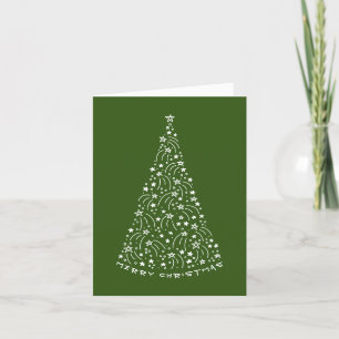 Doodle Star Tree Green Blank Holiday Card Feestdagen Kaart