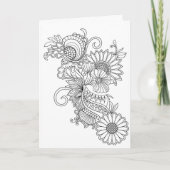 Doodle stijl bloemen kleur zelf kaart (Voorkant)