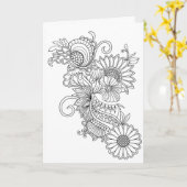 Doodle stijl bloemen kleur zelf kaart (Gele Bloem)