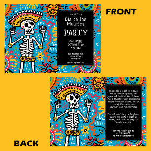 💀Doodle stijl Dia de los Muertos Kaart
