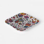 💀 doodle stijl Día de Muertos Papieren Bordje (Gebogen)